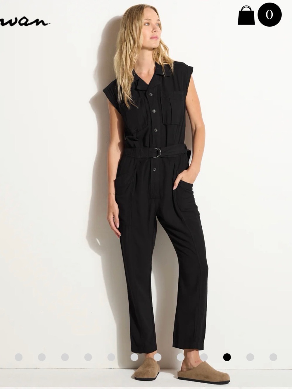 Rowan Lincoln Sleeveless Utility Jumpsuit with Belt in Black